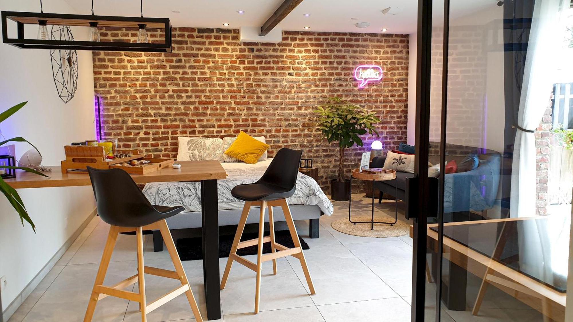 Gary Suite - Studio Cosy, Spa Et Jardin Privatif A 4 Min De Cambrai Awoingt ภายนอก รูปภาพ